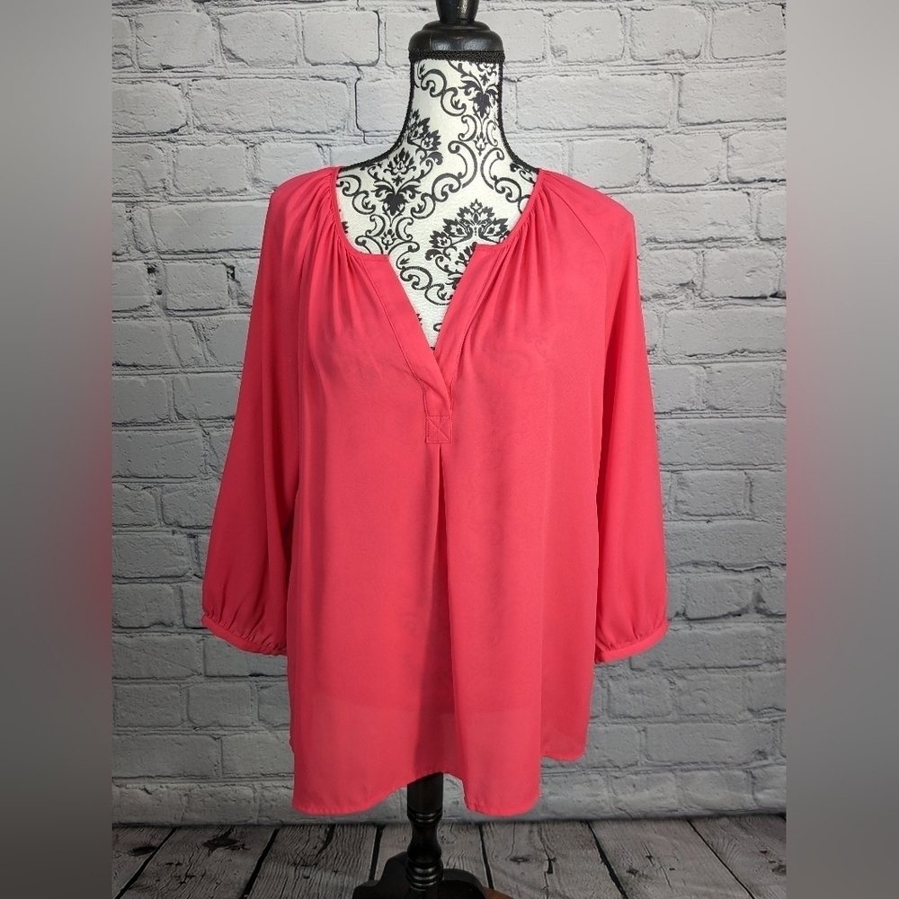 Violet + Claire women's popover semi sheer long sleeve top size xl blouse BBIN
